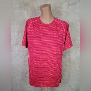 Nike Women's Size Medium Dri Fit Short Sleeve  Shirt Pink Striped Breathable U
